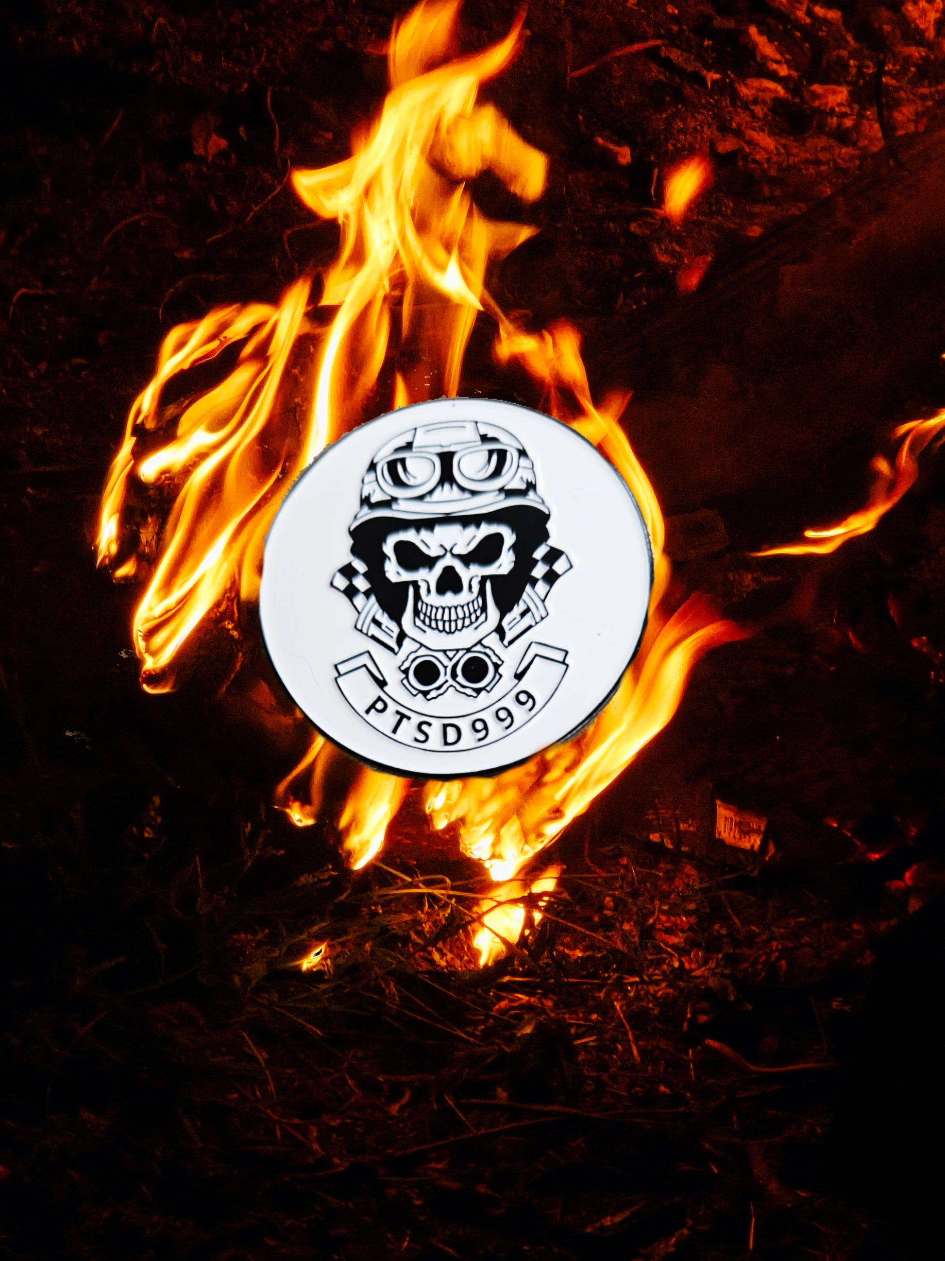 PTSD999 Skull logo Pin Badge