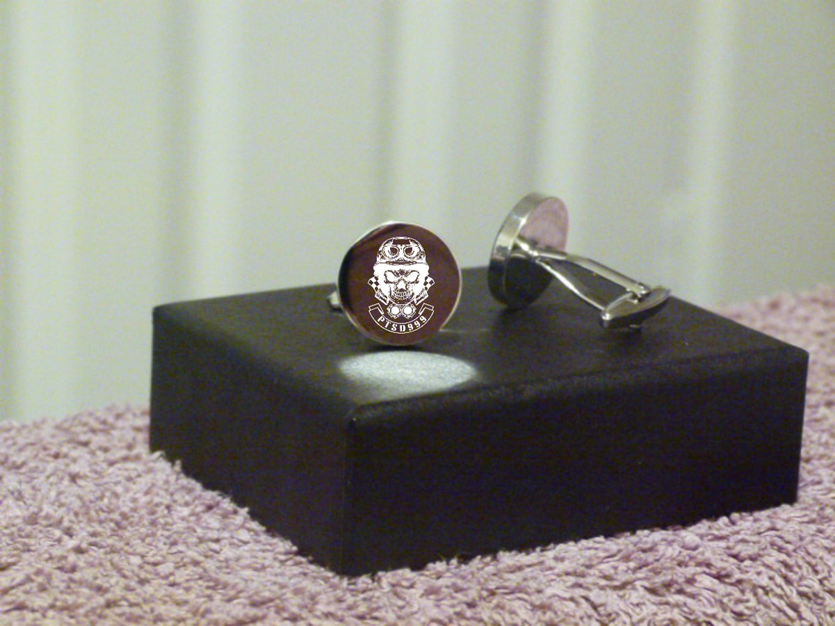 PTSD999 Round Cufflinks - Skull Logo