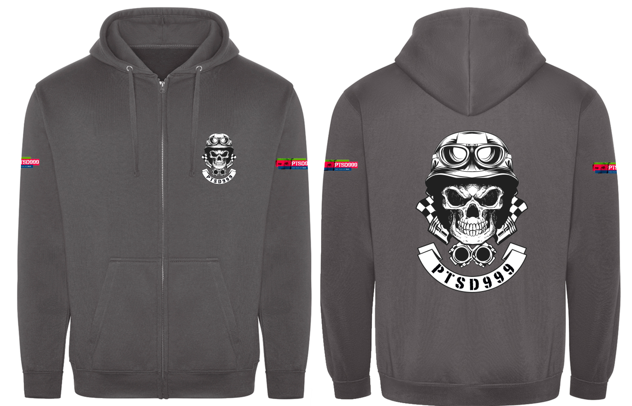 PTSD999 Skull logo Full Zip Hoodie