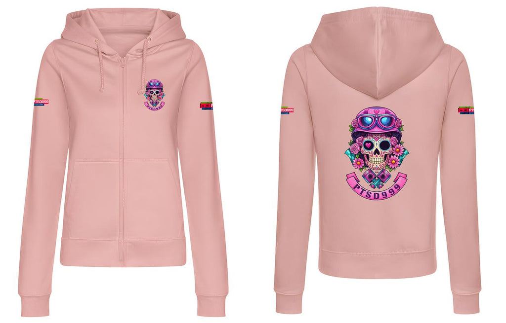 PTSD999 Skull hoodie full zip- Ladies