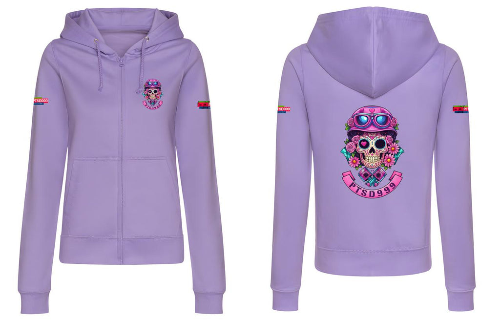 PTSD999 Skull hoodie full zip- Ladies