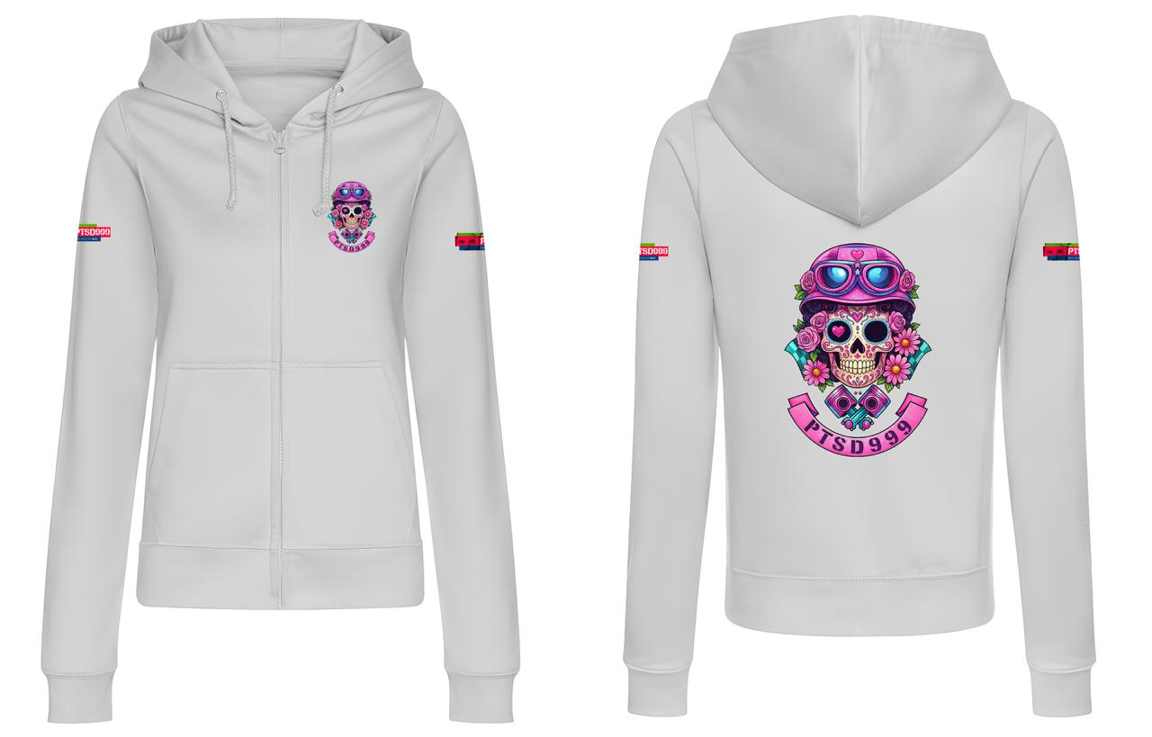 PTSD999 Skull hoodie full zip- Ladies