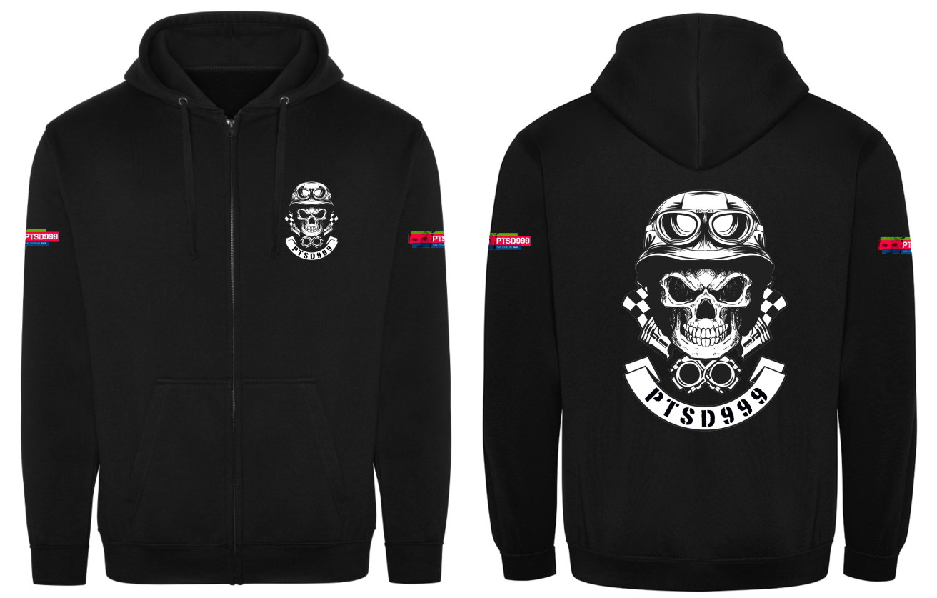 PTSD999 Skull logo Full Zip Hoodie