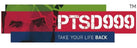 Logo with 'PTSD999' text and silhouette figures on a colorful background